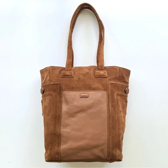 Hammitt Otis Tote Bag in Mahogany Brushed Suede w/ Leather Trim - Picture 2 of 16